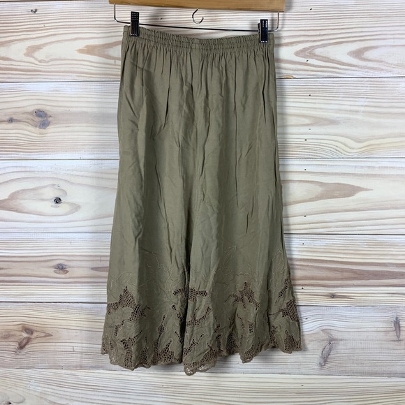 Vintage Softgirl Orchid Skirt Small Eyelet Lace Midi Prairie Indie Tomato Girl - Picture 7 of 10